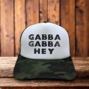 Gabba Gabba Hey Mens Trucker Hat Camo The Ramones PInhead Punk Rock Ball Cap
